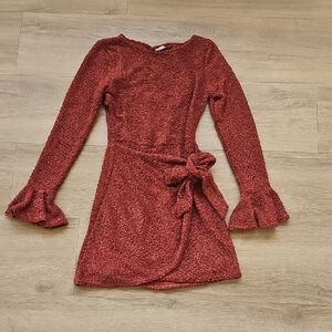 Selfie Leslie Textured Rust Color Dress Size Small